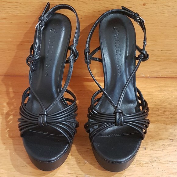 Forever 21 - Wild Diva Black open-toe heels Sz 5.5 - Picture 2 of 7